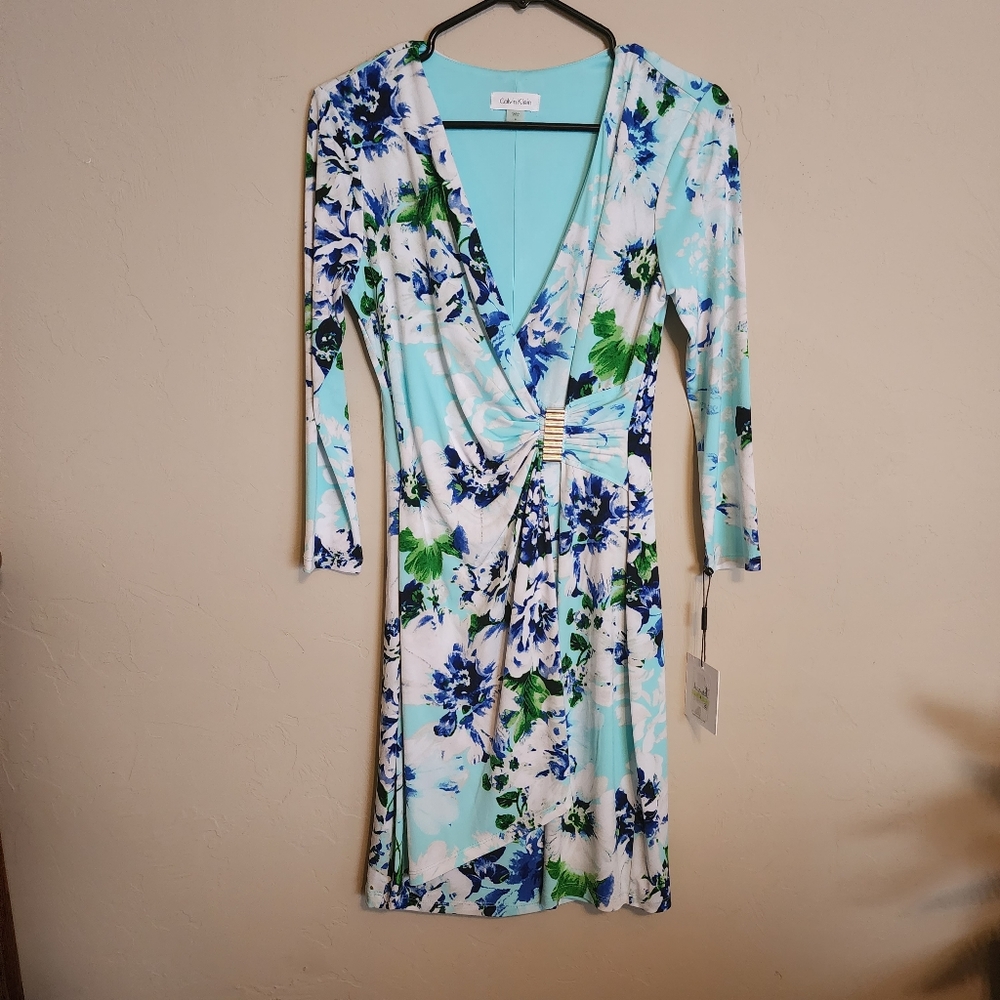 Calvin Klein Long sleeve mock wrap dress